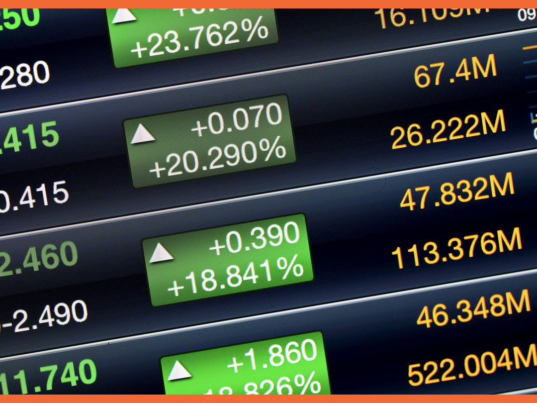 Números de bolsa en una pantalla.